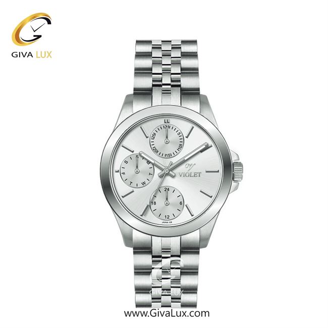 ساعت مچی اورجینال زنانه ویولت VIOLET سه موتوره فول تایم نقره ای | نقره ای| نقره ای| کد رفرنس 0566